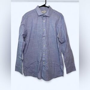 Perry Ellis Portfolio Dress Shirt in Blue/White Size XL Slim Fit - 17 Neck 34/35